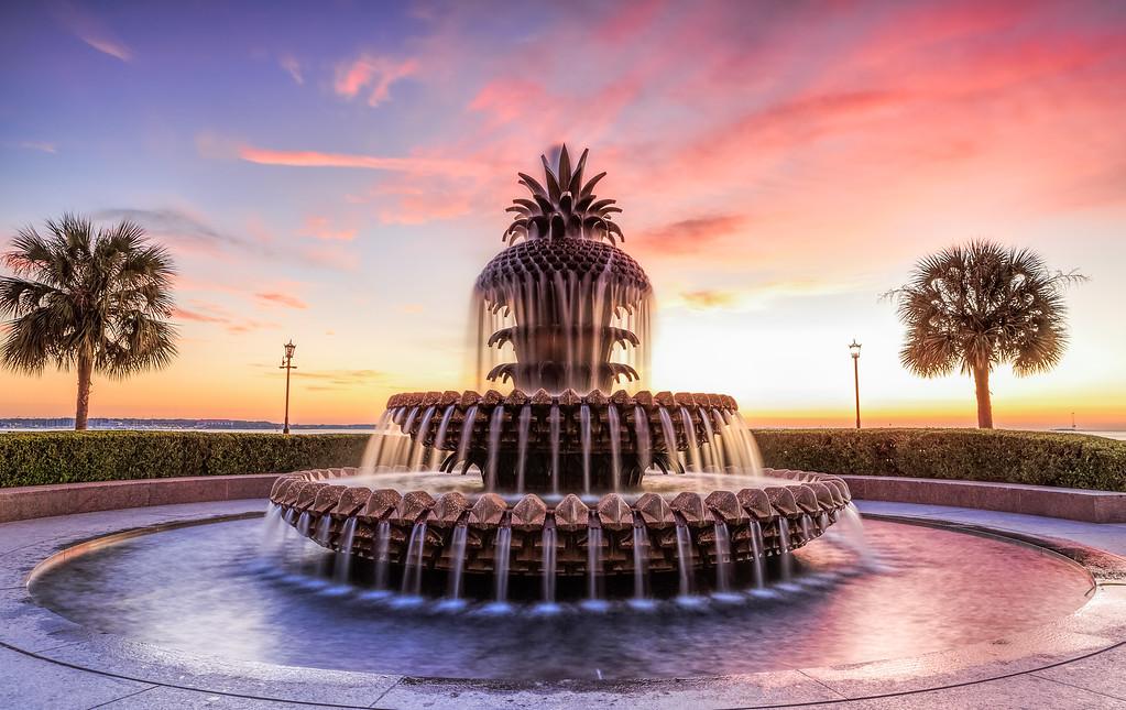 Pineapple fountain in Charleston, South Carolina, USA